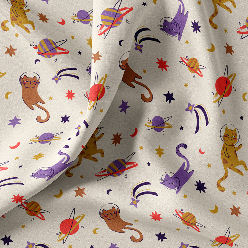 Printed Cotton CHASTRO Ecru / Violet